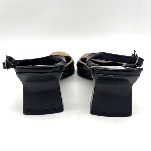 Vintage Harold Powell Block Heel Square Toe Wingtip Sling Back Loafers Women 9AA - Picture 8 of 16